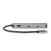 Nedis CCBW64230AT02 USB-C-moniporttisovitin 6-in-1, USB 3.2 Gen 1, HDMI, RJ45, 2x USB-A, 2x USB-C, 5 Gbps, harmaa