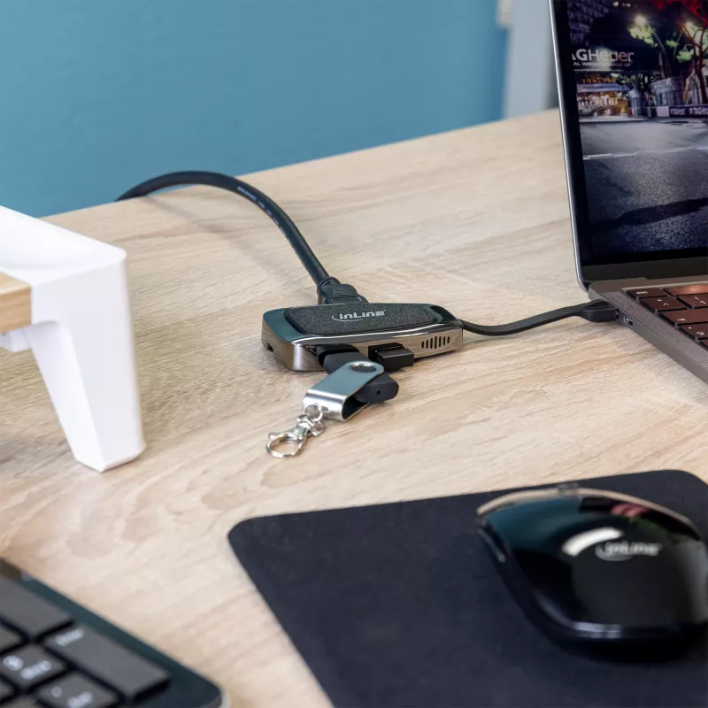 USB-keskitin InLine USB 3.2 Gen. 2 Multi Hub (2xUSB-A + 1xHDMI + 1xUSB-C)