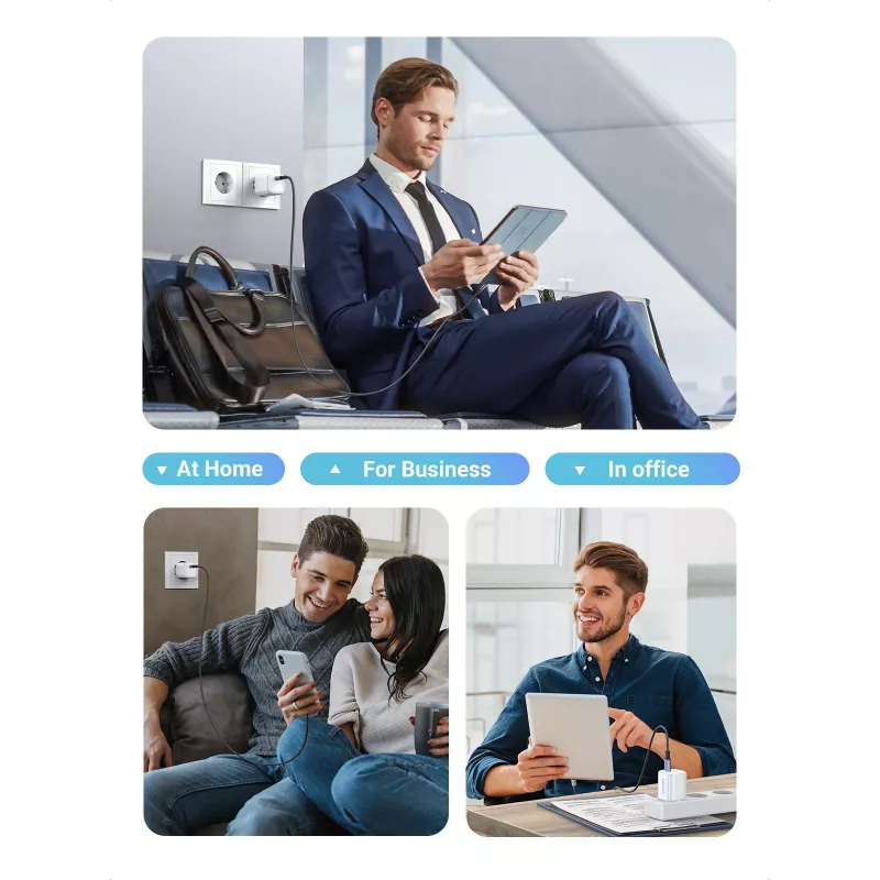 Sisälaturi Ugreen 15324 universaali valkoinen AC 1 USB Type-C liitäntä