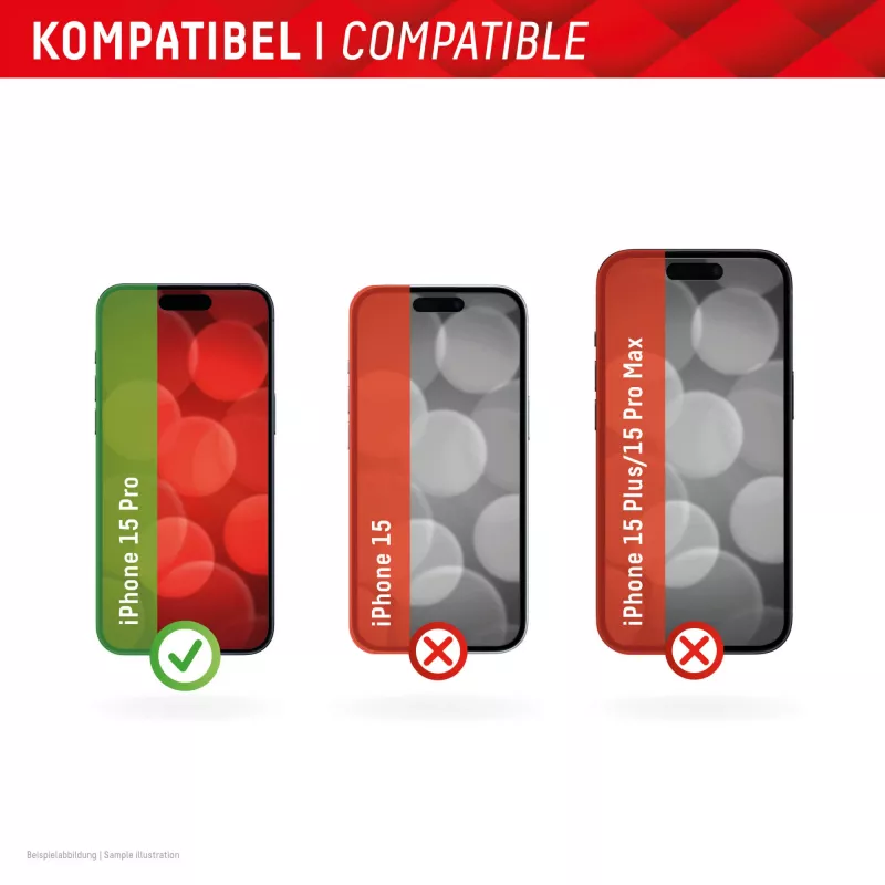 Displex näytönsuojakalvo + kotelo Apple iPhone 15 Pro, Eco-asennuskehys, naarmuuntumaton