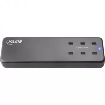 InLine moniporttivirtalähde, laturi, 6x USB-C, PD 3.0, GaN, musta