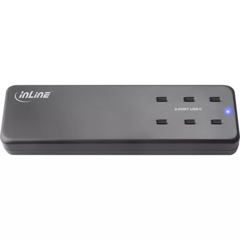 InLine moniporttivirtalähde, laturi, 6x USB-C, PD 3.0, GaN, musta