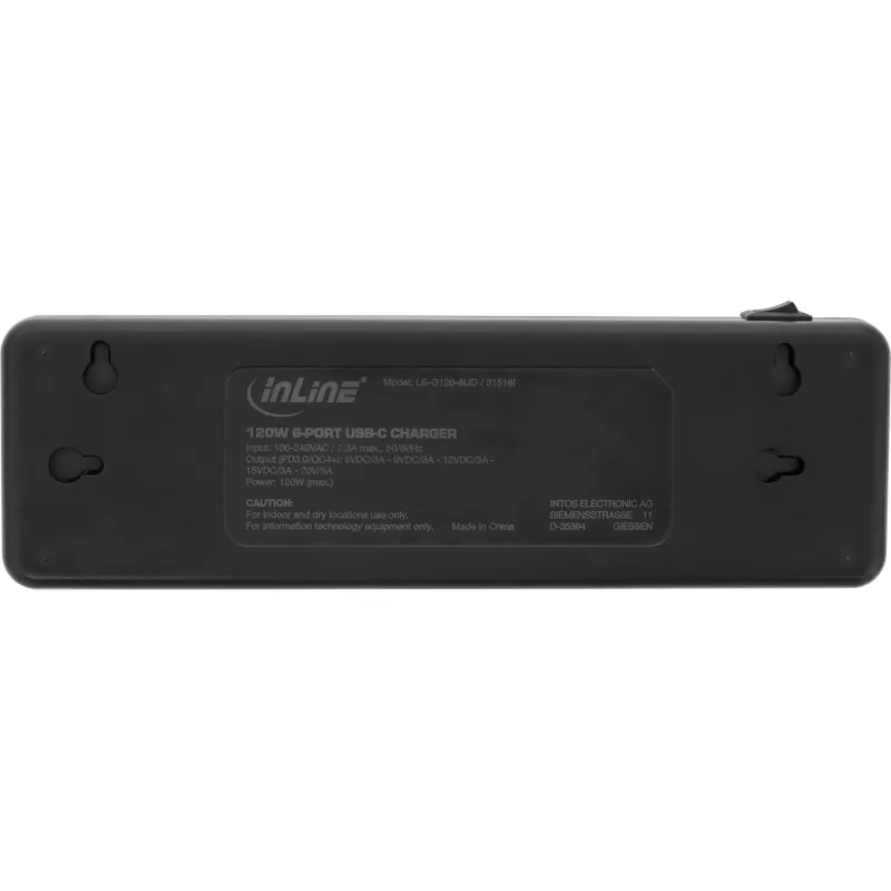 InLine moniporttivirtalähde, laturi, 6x USB-C, PD 3.0, GaN, musta