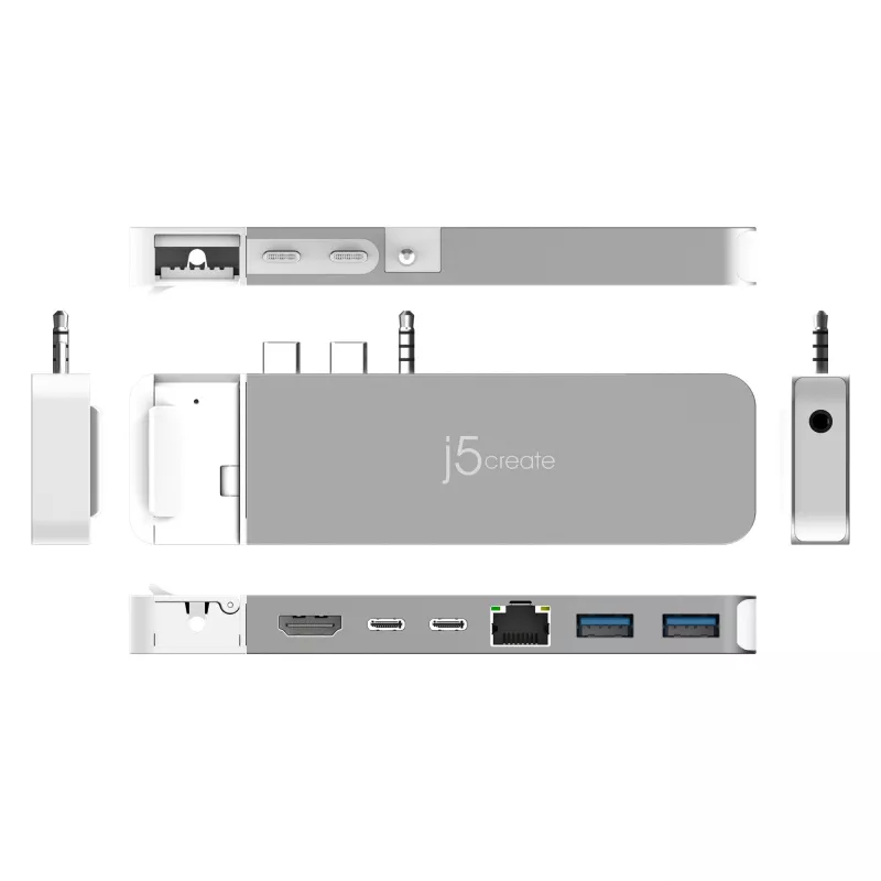 USB-keskitin j5create JCD395 4K60 Elite Pro johdollinen USB4 MagSafe-sarjalla