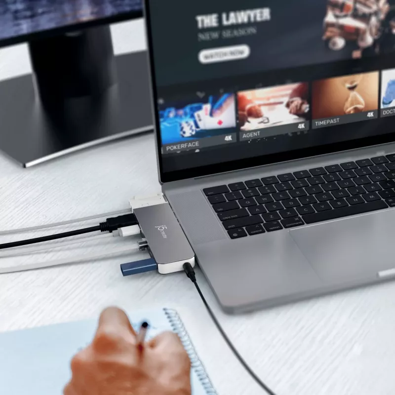 USB-keskitin j5create JCD395 4K60 Elite Pro johdollinen USB4 MagSafe-sarjalla