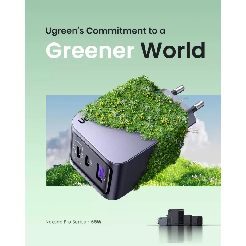 Ugreen 25871 matkalaturi universaali harmaa AC-pikalataus sisäkäyttöön