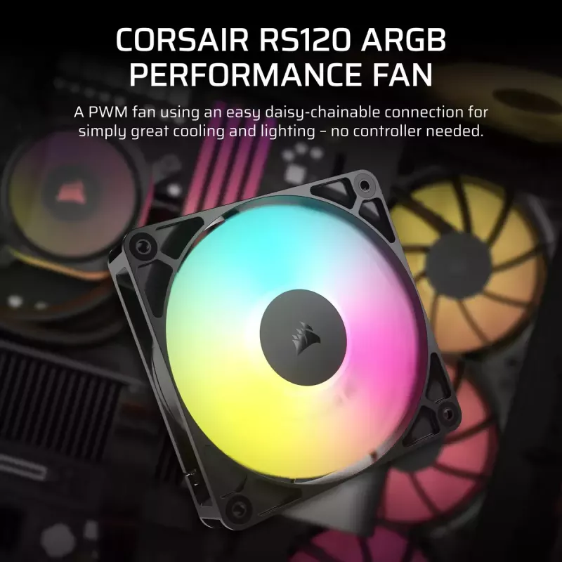 Tuuletin Corsair RS120 ARGB tietokonekotelo 12 cm musta