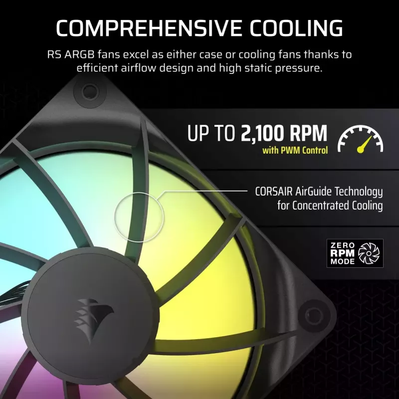 Tuuletin Corsair RS120 ARGB tietokonekotelo 12 cm musta