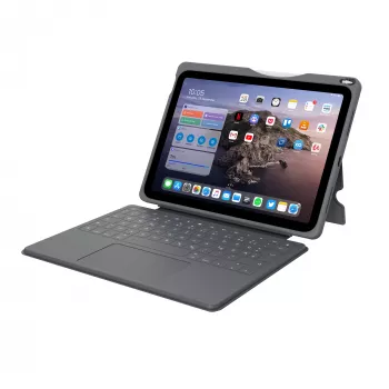 ASTAR DEQSTER Smart Rugged Touch Plus näppäimistö iPad 10,9 tuumalle — QWERTZ saksa, mekaaniset kytkimet, Smart Connector -telakointi, harmaa