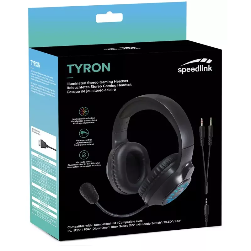 Kuulokemikrofoni SPEEDLINK TYRON johdollinen peli musta