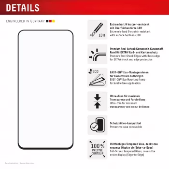 Displex Premium näytönsuoja (koko näytön peittävä, 10H) Samsung Galaxy A56, Eco-asennuskehys, koko näytön peittävä