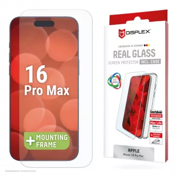 Displex näytönsuojakalvo + kotelo Apple iPhone 16 Pro Max, Eco-asennuskehys, naarmuuntumaton