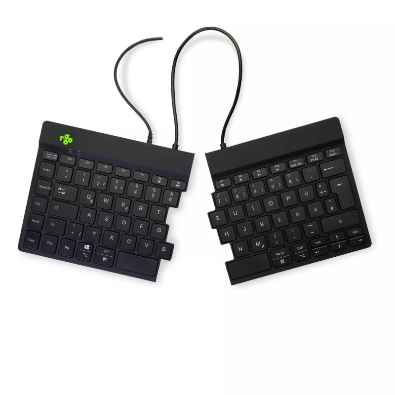 R-Go Tools Ergonomic näppäimistö R-Go Split Break v2 with break software, ergonominen jaettu näppäimistö, QWERTZ (DE), Wired, musta