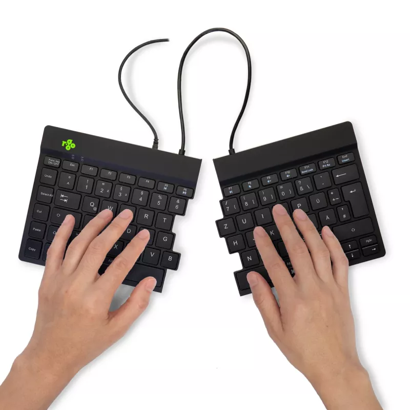 R-Go Tools Ergonomic näppäimistö R-Go Split Break v2 with break software, ergonominen jaettu näppäimistö, QWERTZ (DE), Wired, musta