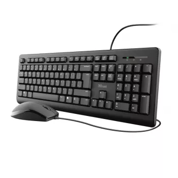 Trust Primo näppäimistö hiiri mukana toimituksessa toimisto USB saksa musta