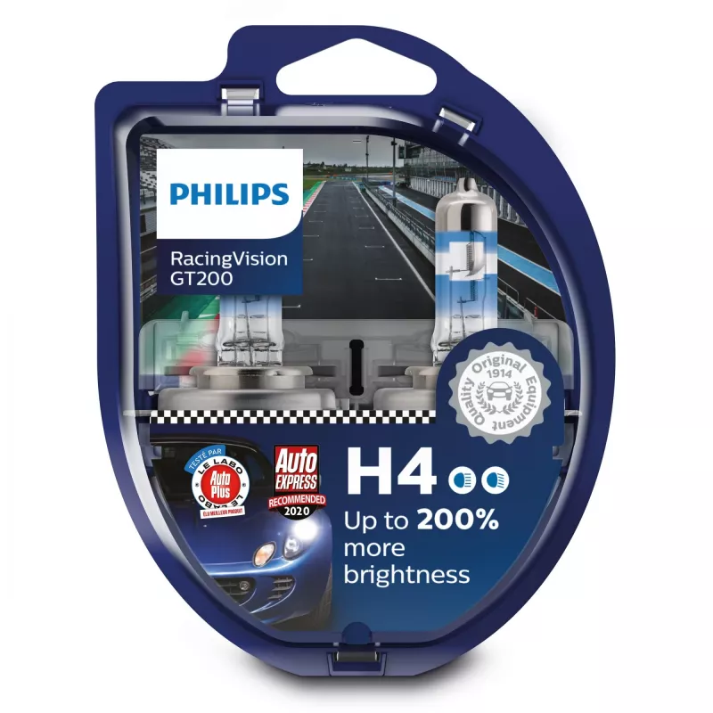 Philips RacingVision GT200 12342RGTS2 suurteholamppu, 60 W, 12 V, H4, halogeeni, 3600 K, 2 kpl