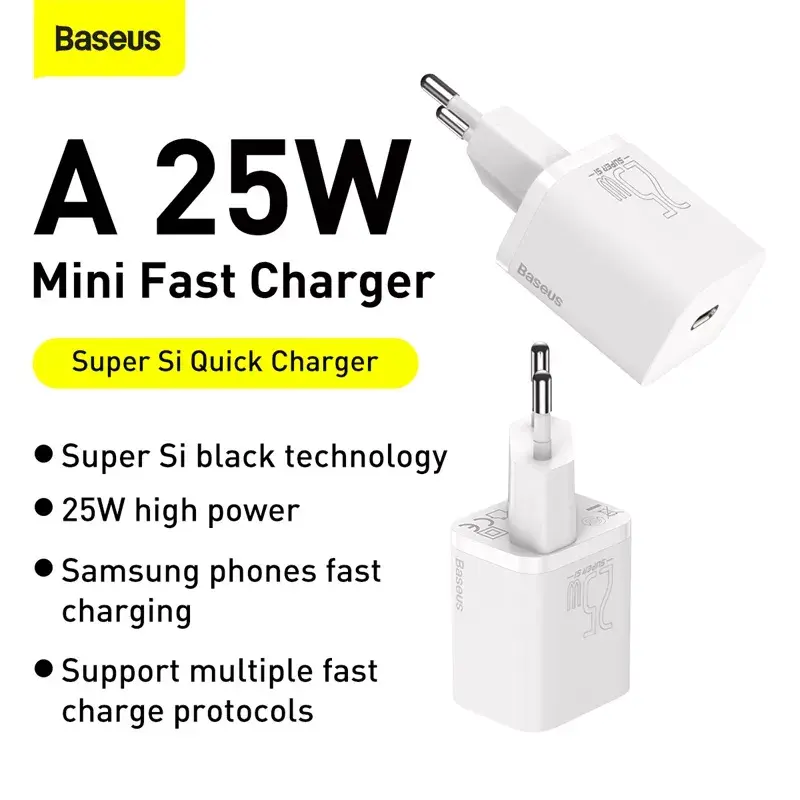Baseus Super Si sisälaturi valkoinen pikalataus 12V 1xUSB-C