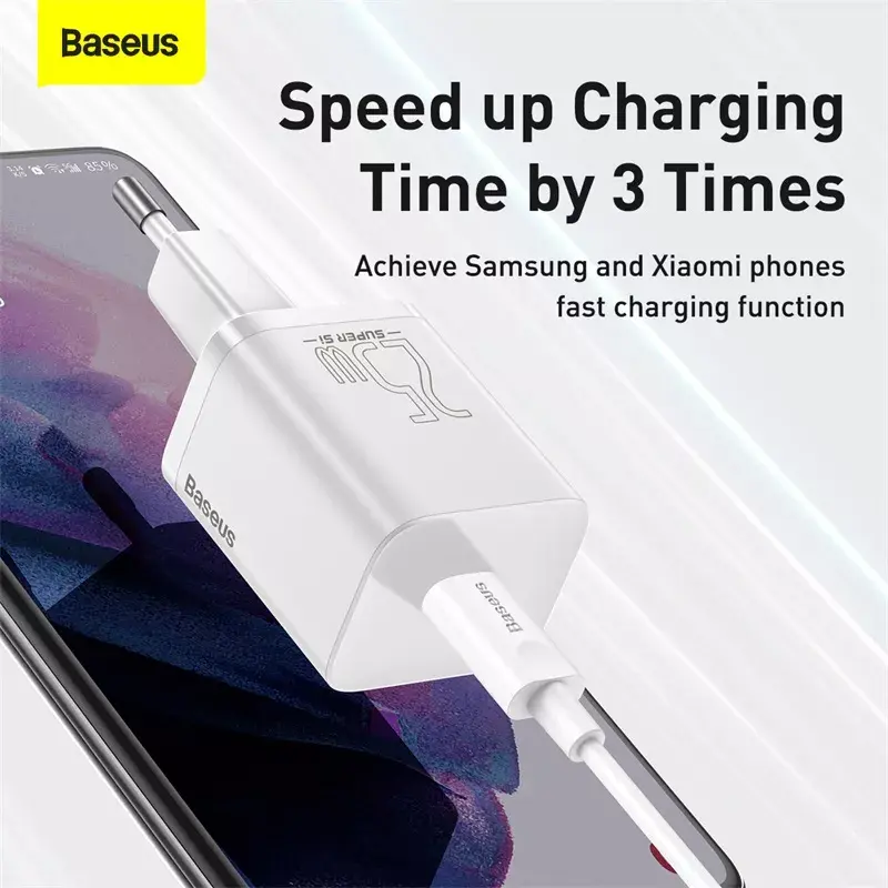 Baseus Super Si sisälaturi valkoinen pikalataus 12V 1xUSB-C