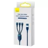 Baseus Flash Series 2 3-in-1 USB-kaapeli, USB-C + Micro USB + Lightning, 100 W, 1,2 m, sininen