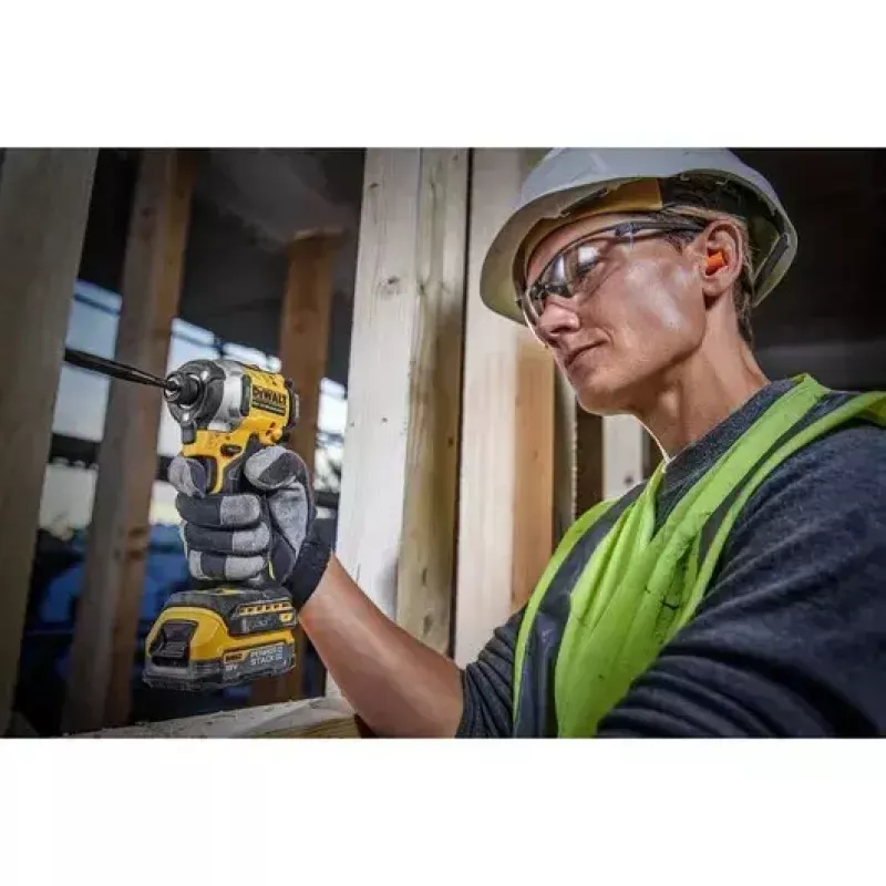 DeWALT DCF850E2T-QW akkukäyttöinen iskevä ruuvinväännin 1/4", 18 V, 2x 1,7 Ah Powerstack-akkua, TSTAK-kotelo, musta