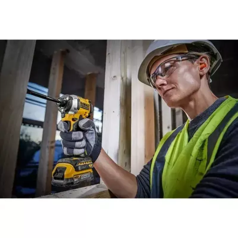 DeWALT DCF850E2T-QW akkukäyttöinen iskevä ruuvinväännin 1/4", 18 V, 2x 1,7 Ah Powerstack-akkua, TSTAK-kotelo, musta