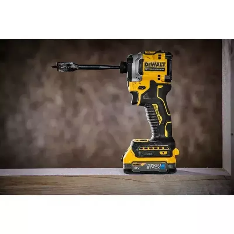 DeWALT DCF850E2T-QW akkukäyttöinen iskevä ruuvinväännin 1/4", 18 V, 2x 1,7 Ah Powerstack-akkua, TSTAK-kotelo, musta