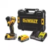 DeWALT DCF850E2T-QW akkukäyttöinen iskevä ruuvinväännin 1/4", 18 V, 2x 1,7 Ah Powerstack-akkua, TSTAK-kotelo, musta