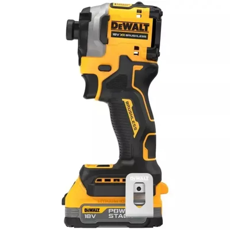 DeWALT DCF850E2T-QW akkukäyttöinen iskevä ruuvinväännin 1/4", 18 V, 2x 1,7 Ah Powerstack-akkua, TSTAK-kotelo, musta