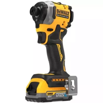 DeWALT DCF850E2T-QW akkukäyttöinen iskevä ruuvinväännin 1/4", 18 V, 2x 1,7 Ah Powerstack-akkua, TSTAK-kotelo, musta