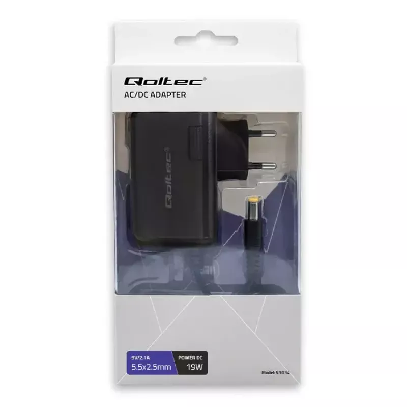 Virtalähde Qoltec 51034 sisäkäyttöön 19W musta 220-240V