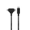 USB-C-kaapeli Native Union Belt Cable Duo 1,5 m USB‑C–USB‑C/Lightning musta