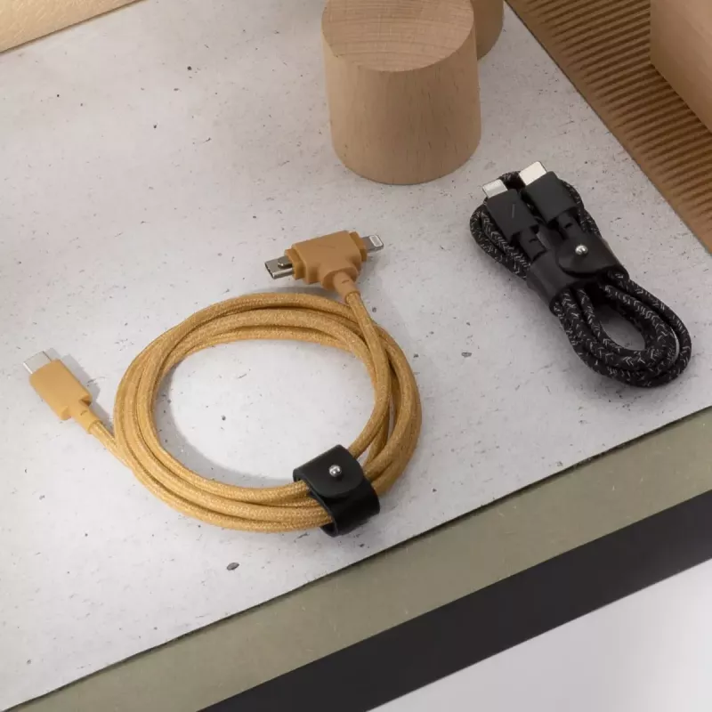 USB-C-kaapeli Native Union Belt Cable Duo 1,5 m USB‑C–USB‑C/Lightning musta