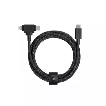 USB-C-kaapeli Native Union Belt Cable Duo 1,5 m USB‑C–USB‑C/Lightning musta
