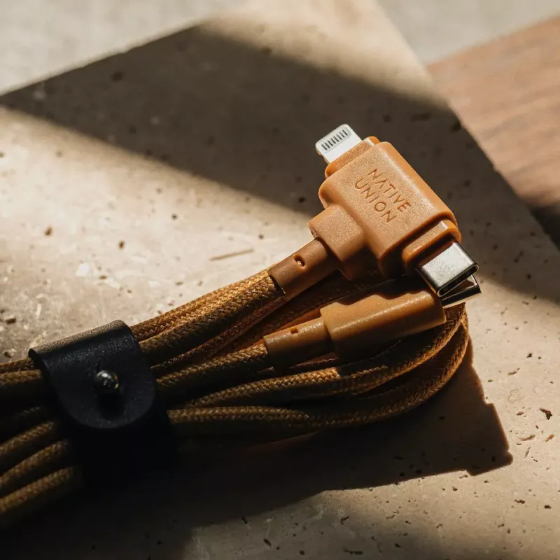 USB-kaapeli Native Union Belt Cable Duo 1,5 m USB-C–USB-C/Lightning keltainen