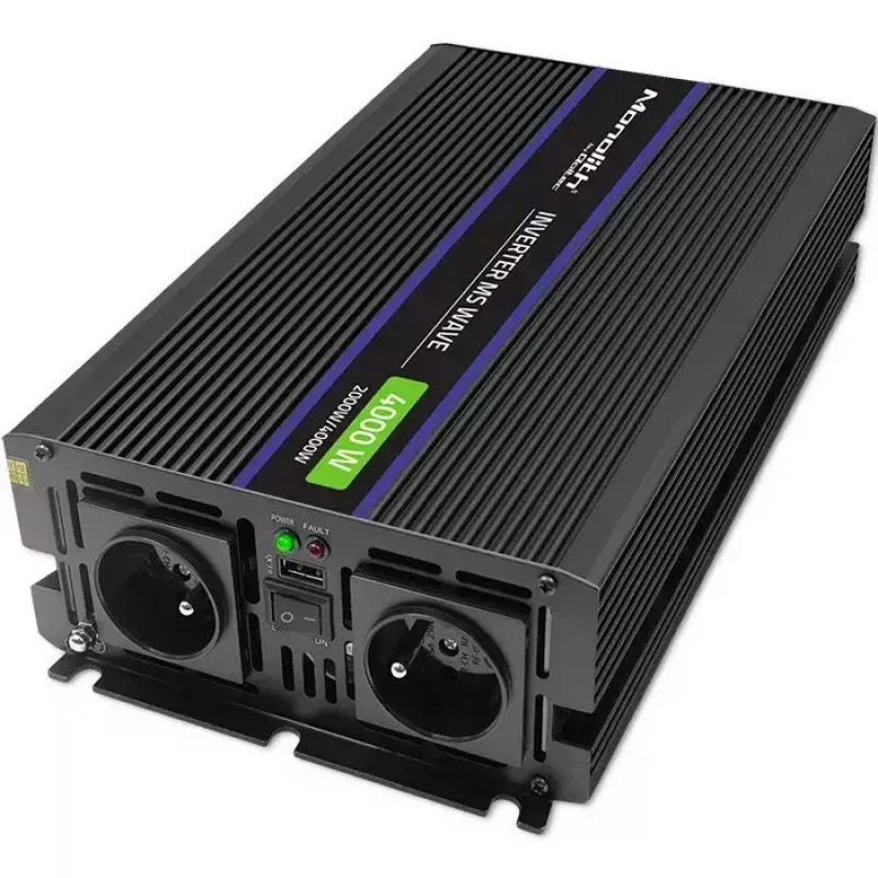 Jännitemuunnin QOLTEC Monolith 4000 MS Wave 12V – 230V 2000/4000W USB:lla