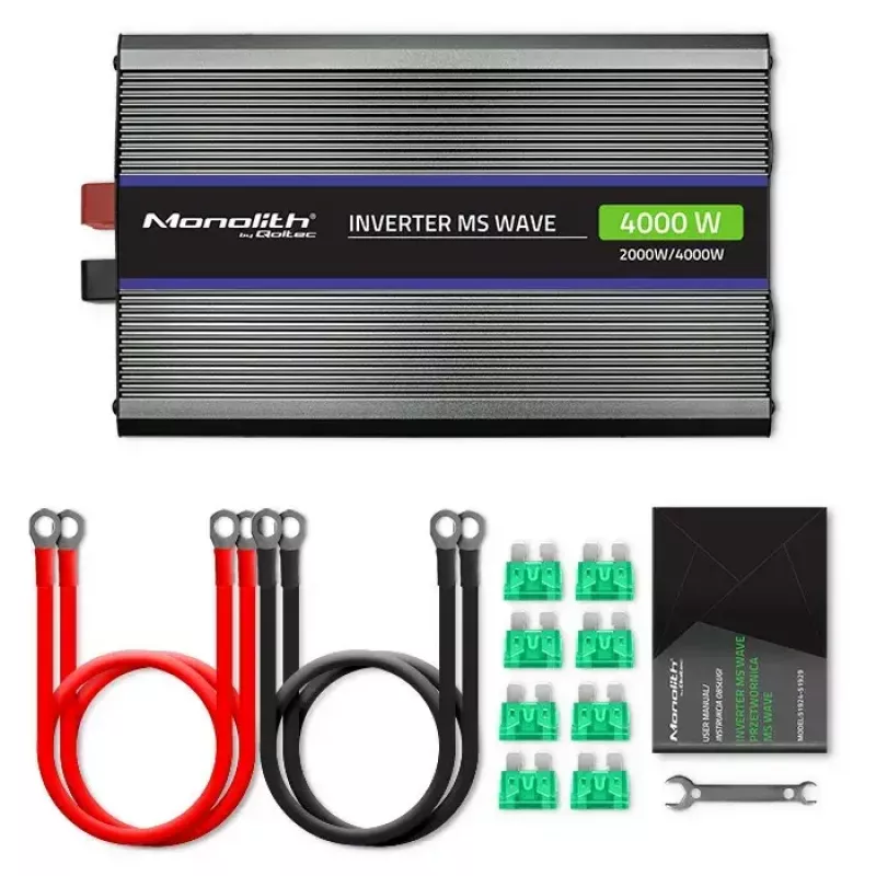 Jännitemuunnin QOLTEC Monolith 4000 MS Wave 12V – 230V 2000/4000W USB:lla