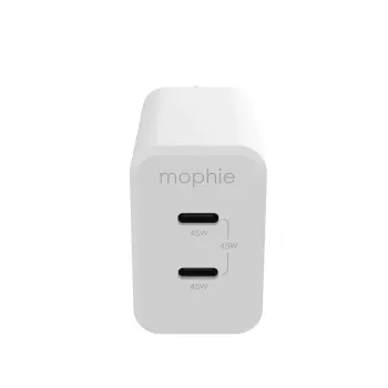 mophie-lisävaruste, verkkosovitin – USB-C-PD-DUAL-45W-GAN – valkoinen – EU (2x USB-C)