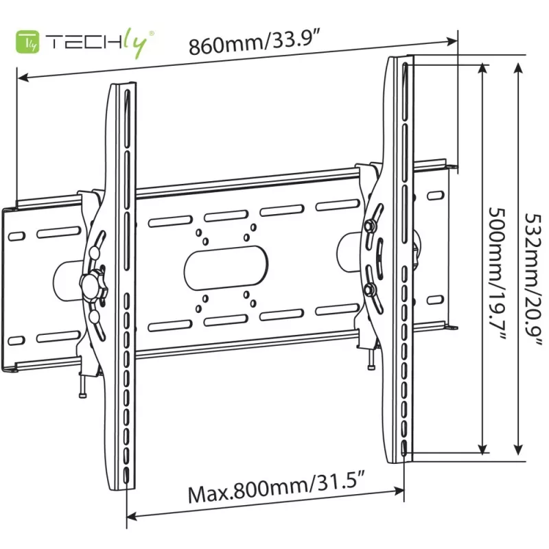 Techly kallistettava seinäteline TV LED LCD 42-80