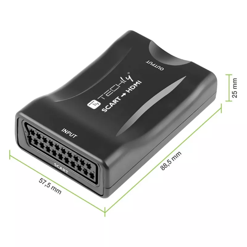 Techly IDATA SCART-HDMI3 Euro SCART-HDMI AV-muunnin, 720p/1080p