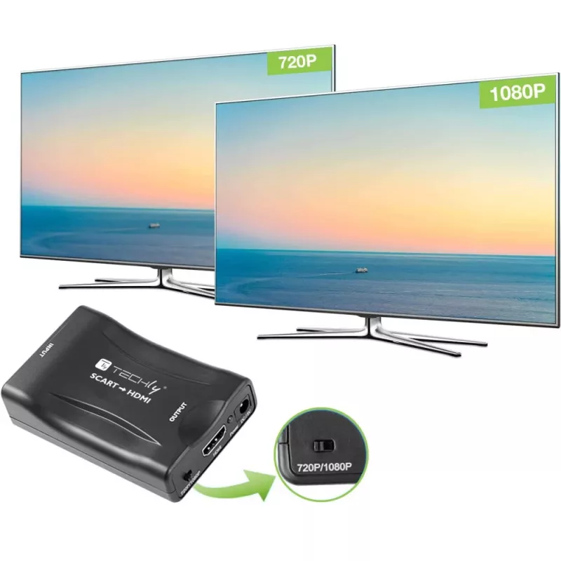 Techly IDATA SCART-HDMI3 Euro SCART-HDMI AV-muunnin, 720p/1080p