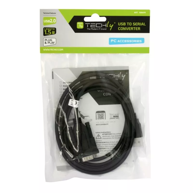 Sarjakaapeli Techly IDATA-USB2-SER-1 musta 1,5 m USB Type-A DB-9