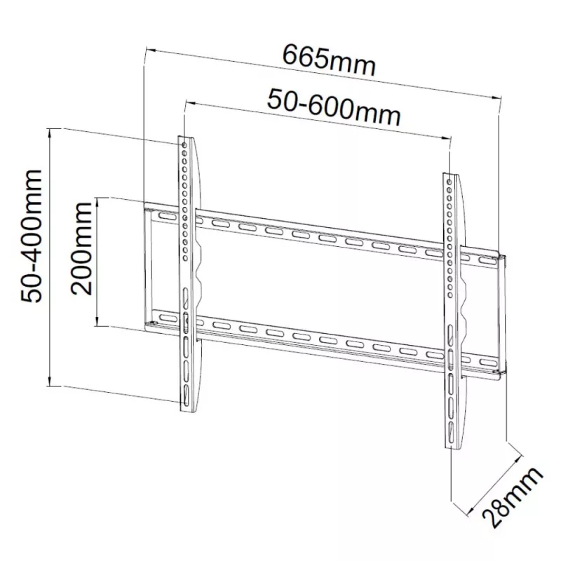 Techly ICA-PLB 162L television seinäteline, 40-65", 50 kg, ohut 28 mm