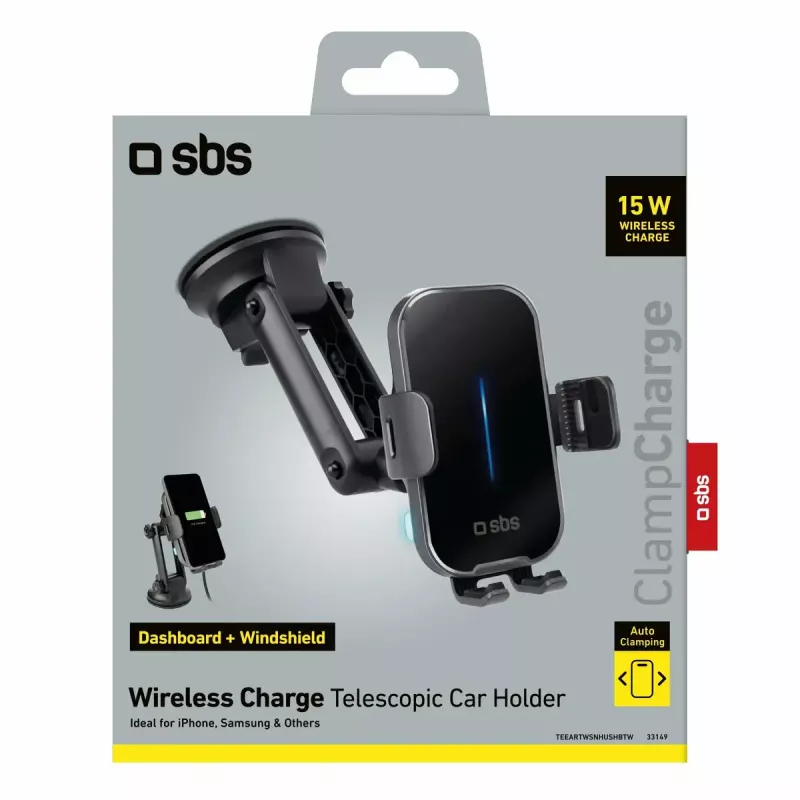 Aktiivinen autopidike SBS Mobile TESUPEXTWIR15W matkapuhelimille, musta