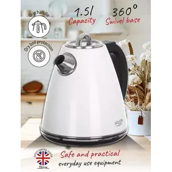 Vedenkeitin Adler AD 1343 1,7 l 2200 W valkoinen