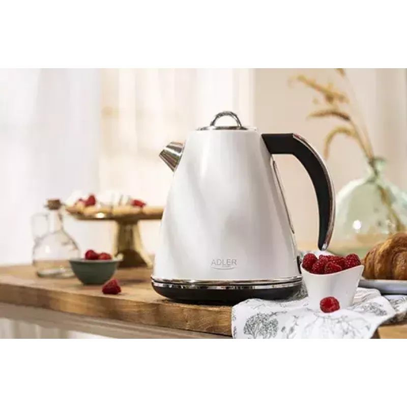 Adler AD 1343 sähkökattila, 1,5 l, 1850 W, ruostumaton teräs, Strix, valkoinen
