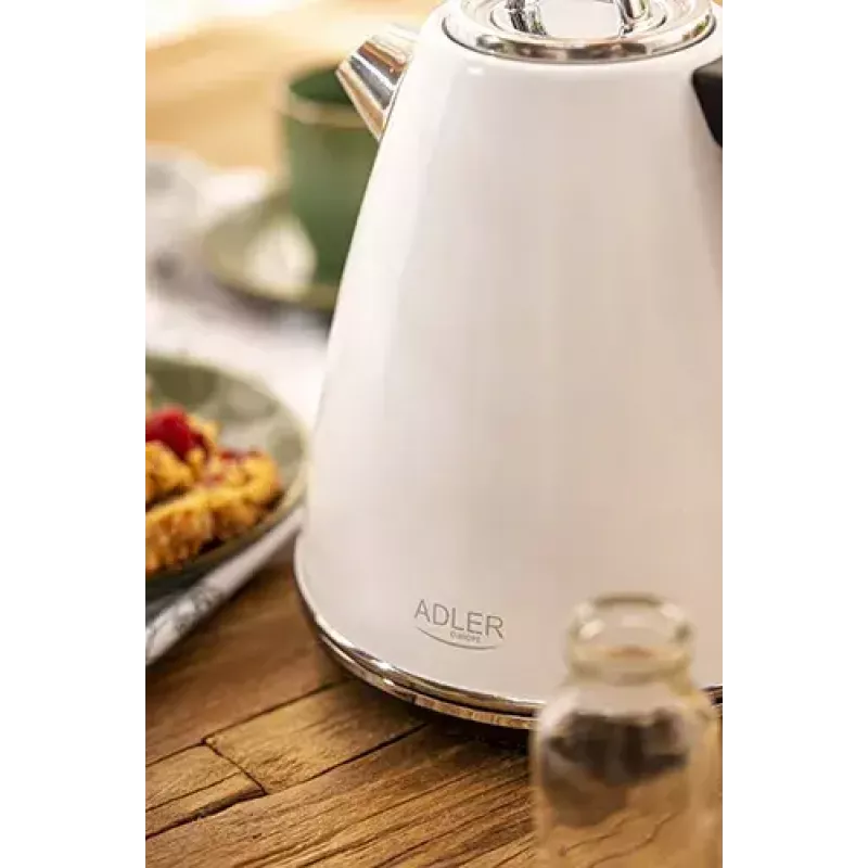 Adler AD 1343 sähkökattila, 1,5 l, 1850 W, ruostumaton teräs, Strix, valkoinen