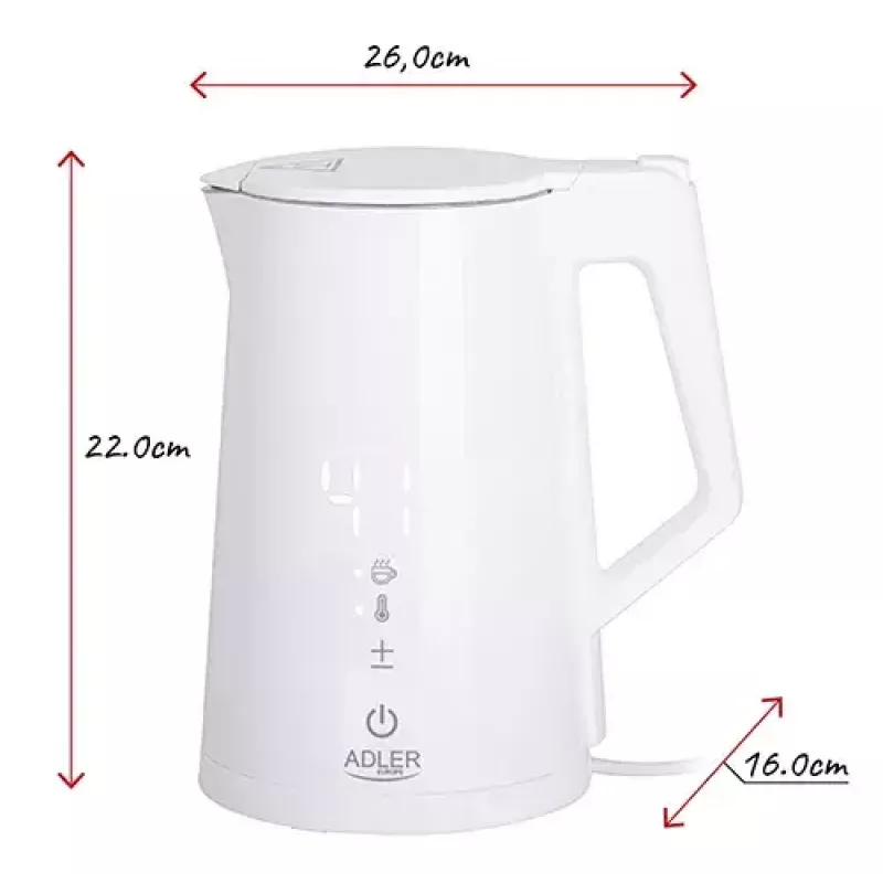 Sähköinen vedenkeitin Adler 1,7 l 1850 W valkoinen