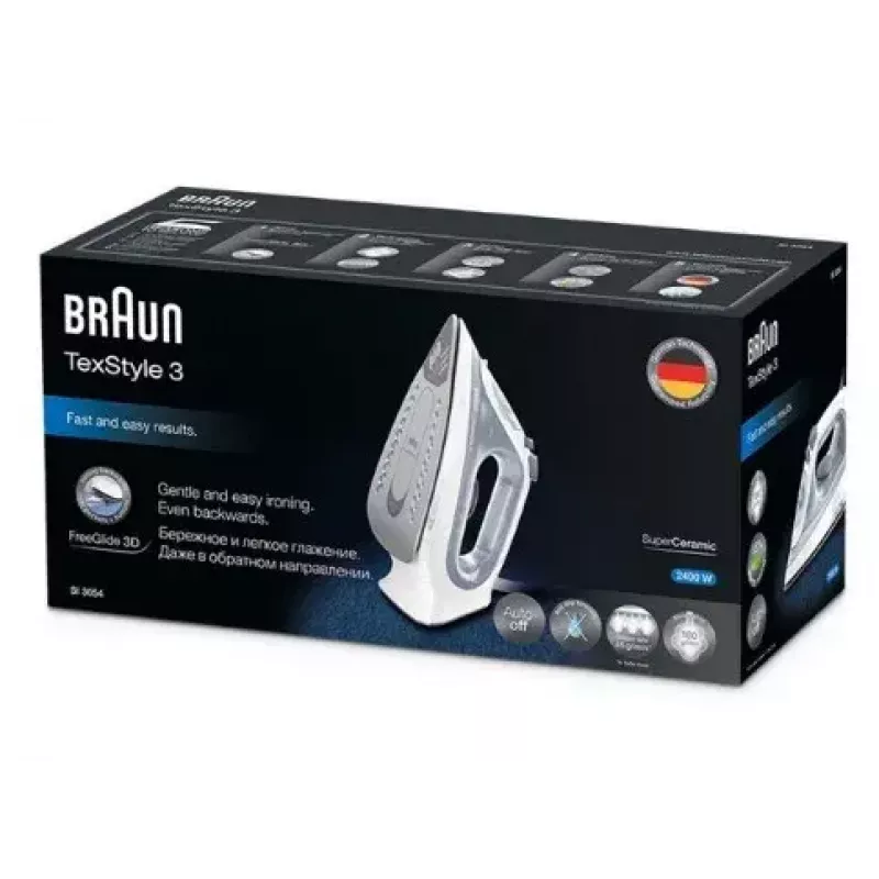 Braun TexStyle 3 SI3054GY höyrysilitysrauta keraaminen pohja 2400 W harmaa