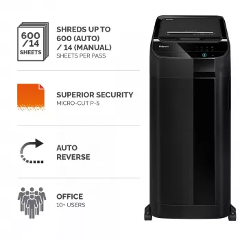 Fellowes AutoMax 600M paperisilppuri mikroleikkaus 60 dB 23 cm musta