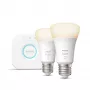 Philips Hue White aloituspaketti: 2 E27 älylamppua (1100), älyvalaistussarja, Bluetooth/Zigbee, valkoinen, LED, E27, A60
